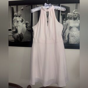 Express Pink Halter A-Line Dress white polka dots *secondhand